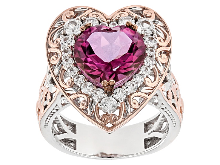 Pink Topaz Rhodium & 18k Rose Gold Over Palladium Sterling Silver