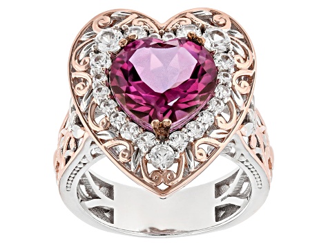 Pink Topaz Rhodium 18k Rose Gold Over Palladium Sterling Silver