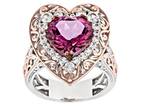 Pink Topaz Rhodium & 18k Rose Gold Over Palladium Sterling Silver Ring 7.30ctw