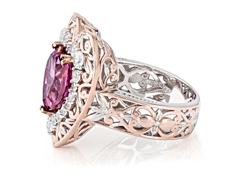 Pink Topaz Rhodium & 18k Rose Gold Over Palladium Sterling Silver