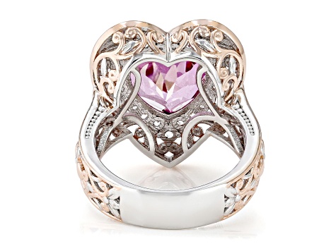 Pink Topaz Rhodium & 18k Rose Gold Over Palladium Sterling Silver