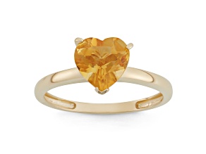 Citrine 10K Yellow Gold Heart Ring 1.5ctw