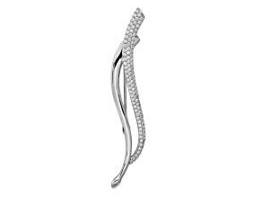 Rhodium Over Sterling Silver Cubic Zirconia Fancy Curved Pin Brooch