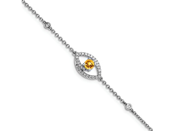 Picture of Rhodium Over 14k White Gold Polished Diamond and Citrine Bracelet