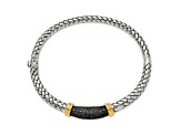 Sterling Silver with 14K Gold Over Sterling Silver Oxidized Black Diamond Bangle Bracelet