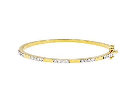 White Lab-Grown Diamond F-G SI 14K Yellow Gold Over Silver Bangle Bracelet 1.00ctw
