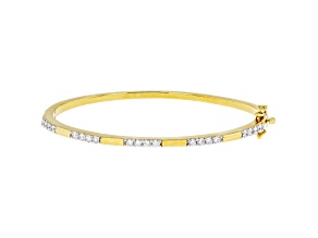 White Lab-Grown Diamond F-G SI 14K Yellow Gold Over Silver Bangle Bracelet 1.00ctw