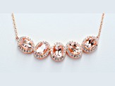 Oval Morganite and Round Cubic Zirconia 18K Rose Gold Over Sterling Silver Necklace, 3.61ctw