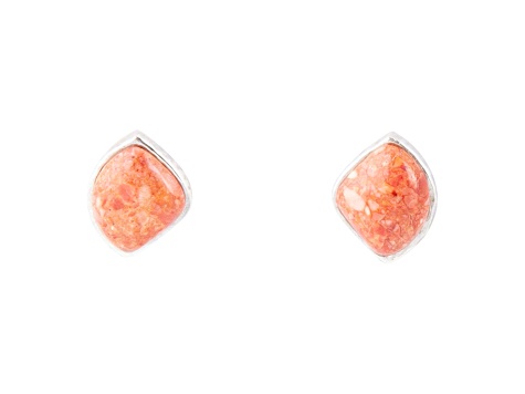 Barse Jewelry Orange Sponge Coral Sterling Silver Abstract Stud Earrings