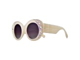 White Crystal Oval Frame Sunglasses