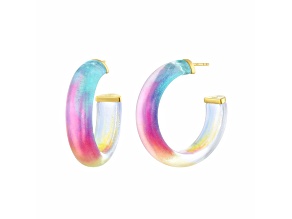 14K Yellow Gold Over Sterling Silver Mermaid Illusion Hoop Lucite Earrings