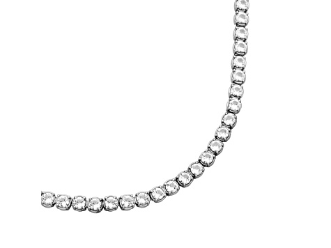 White Lab Created Sapphire Rhodium Plated Sterling Silver Tennis Necklace 24.42ctw