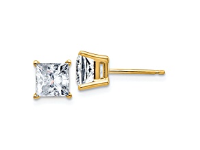14K Yellow Gold 2.5ct. 6.0mm Princess G H I True Light Moissanite Earrings