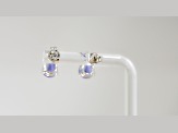 Pear Shape Tanzanite and CZ Rhodium Over Sterling Silver Earrings, 2.02ctw