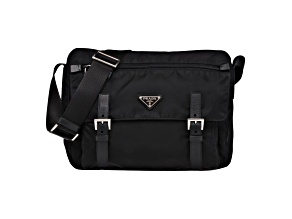 Prada Black Nylon Triangle Logo Messenger Bag