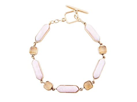 Barse Jewelry Pink Opal and Yellow Quartz Gold Tone Etta Bracelet