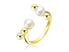 5mm freshwater Pearls, 14K Yellow Gold Plated over Sterling Silver Modern Ring