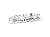 14K White Gold Round and Baguette Diamond Eternity Ring 1.50ctw
