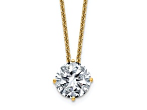 14K Yellow Gold 2 ct. 8.0mm Round G H I True Light Moissanite Solitaire Pendant with Chain