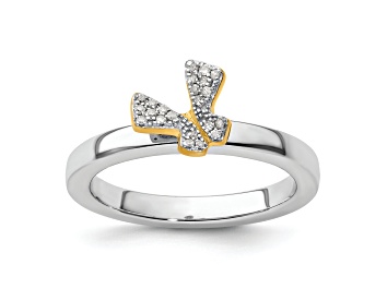 Picture of 14K Yellow Gold Over Sterling Silver Stackable Expressions Butterfly Diamond Ring 0.066ctw