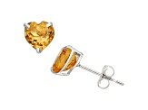 Citrine Heart Shape 10K White Gold Stud Earrings, 2.2ctw