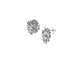 1928 Jewelry Silver Tone Crystal Cluster Earrings
