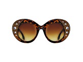 Brown Crystal Oval Frame Sunglasses