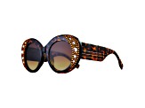 Brown Crystal Oval Frame Sunglasses