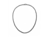 Clear Cubic Zirconia, Rhodium Plated over Sterling Silver Flower Design Tennis Necklace