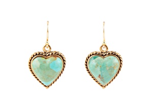 Barse Jewelry Blue Turquoise Gold Tone Rope My Heart Earrings