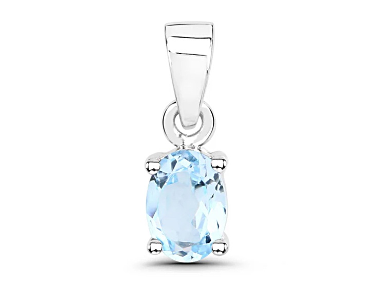 V3 Jewelry Sterling Silver 2.20 Carat Natural London Blue Topaz Solitaire Pendant with 18