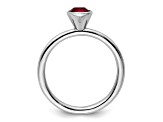 Sterling Silver Stackable Expressions High 5mm Red Crystal Ring