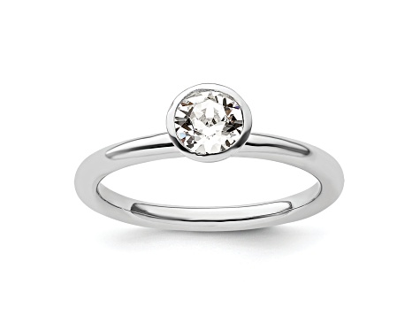 Sterling Silver Stackable Expressions High 5mm White Crystal Ring