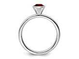 Sterling Silver Stackable Expressions High 5mm Red Crystal Ring