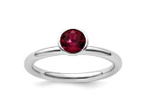 Sterling Silver Stackable Expressions High 5mm Red Crystal Ring