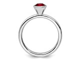 Sterling Silver Stackable Expressions High 5mm Red Crystal Ring