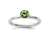 Sterling Silver Stackable Expressions High 5mm Green Crystal Ring