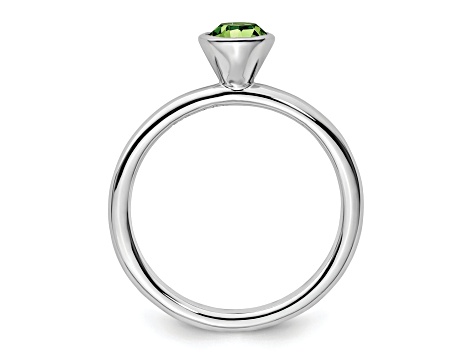 Sterling Silver Stackable Expressions High 5mm Green Crystal Ring