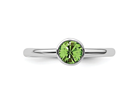 Sterling Silver Stackable Expressions High 5mm Green Crystal Ring