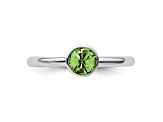 Sterling Silver Stackable Expressions High 5mm Green Crystal Ring