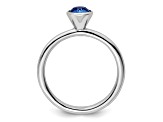 Sterling Silver Stackable Expressions High 5mm Blue Crystal Ring