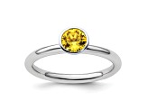 Sterling Silver Stackable Expressions High 5mm Yellow Crystal Ring