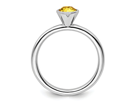 Sterling Silver Stackable Expressions High 5mm Yellow Crystal Ring