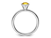 Sterling Silver Stackable Expressions High 5mm Yellow Crystal Ring
