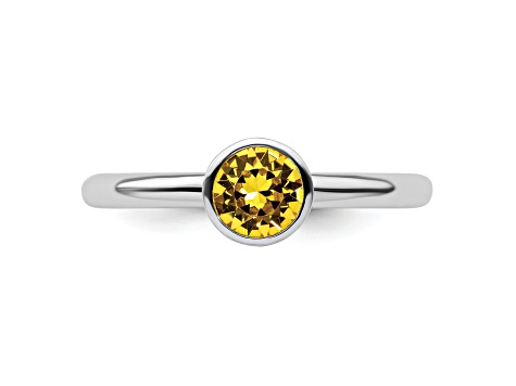 Sterling Silver Stackable Expressions High 5mm Yellow Crystal Ring