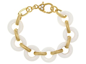Judith Ripka White Agate 14k Gold Clad Sterling Silver Verona Link Bracelet