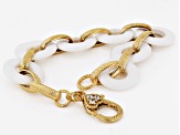 Judith Ripka White Agate 14k Gold Clad Sterling Silver Verona Link Bracelet