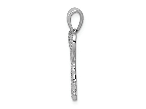 Rhodium Over 14K White Gold 1/20ct. Diamond Heart Key Pendant