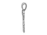 Rhodium Over 14K White Gold 1/20ct. Diamond Heart Key Pendant