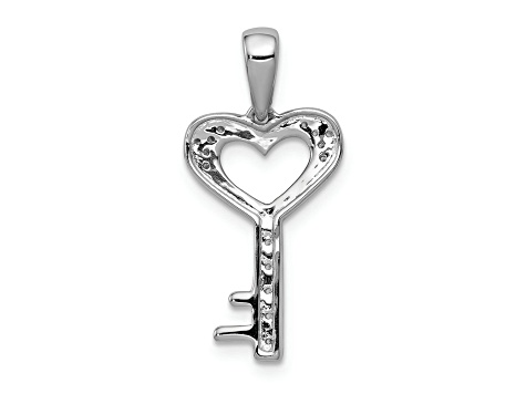 Rhodium Over 14K White Gold 1/20ct. Diamond Heart Key Pendant